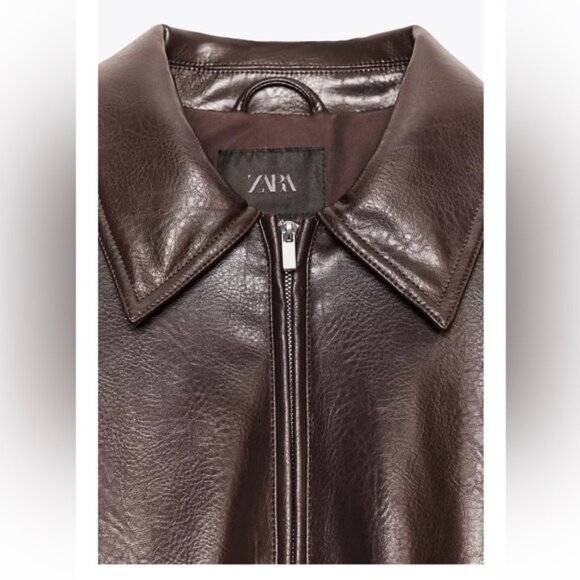 ZARA FAUX LEATHER BOMBER JACKET - Picture 7 of 7
